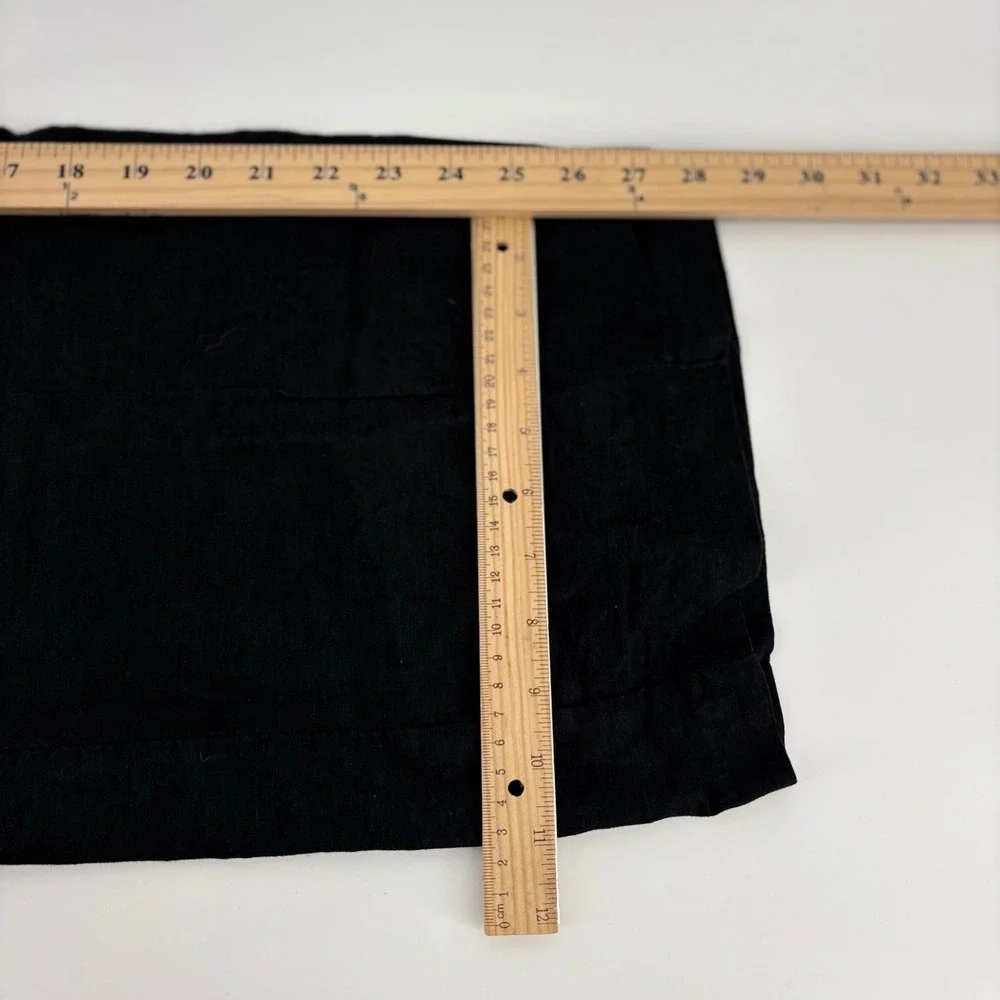 H&M Wide Leg Pants Women Size L Black Linen Blend Elastic Waist Relaxed Trousers